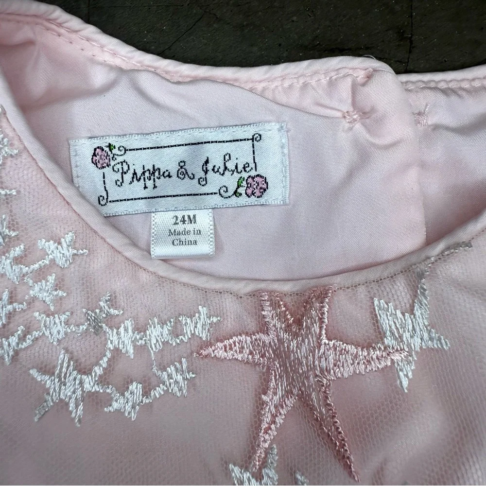 Pippa & Julie Sleeveless Tulle Star Embroidered Kids Dress Sz 24M